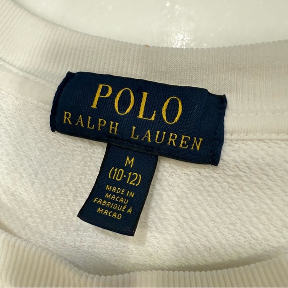 Polo Ralph Lauren’s Unisex Kids Pullover Sweatshirt W/ Fabric Flag & RL67 Sz M - Picture 9 of 12